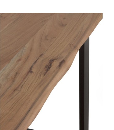 Mesa de Comedor de Acacia Maciza con Patas Metálicas Negras Abril