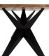Mesa de Comedor de Madera Maciza de Acacia con Borde Vivo y Patas Metálicas Negras Manaslu