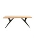 Mesa de Comedor de Madera Maciza de Acacia con Borde Vivo y Patas Metálicas Negras Manaslu