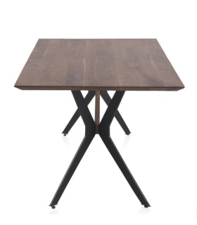 Mesa de Comedor Katmandú de Madera Maciza de Acacia y Metal Negro Dolpo