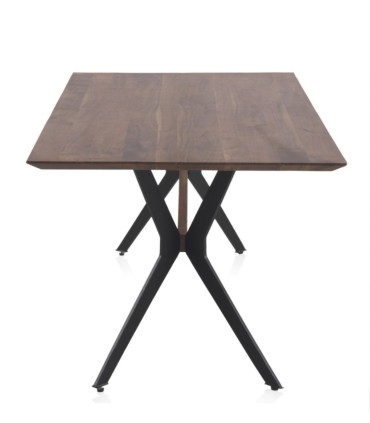 Mesa de Comedor Katmandú de Madera Maciza de Acacia y Metal Negro Dolpo
