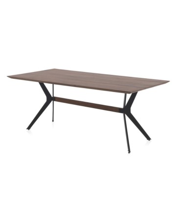 Mesa de Comedor Katmandú de Madera Maciza de Acacia y Metal Negro Dolpo