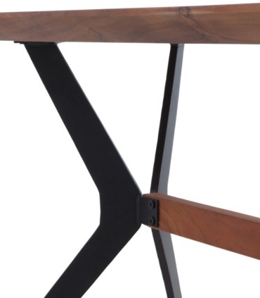 Mesa de Comedor Katmandú de Madera Maciza de Acacia y Metal Negro Dolpo