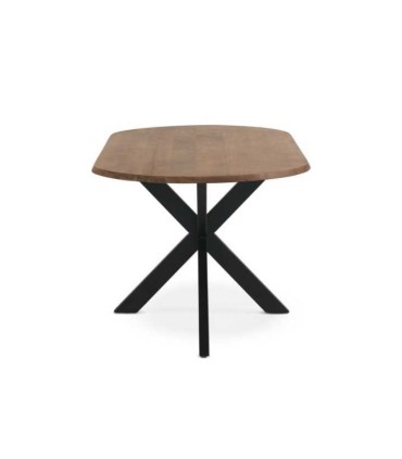 Mesa Ovalada Everest de Madera Maciza de Acacia con Pie Central Metálico Negro Makalu