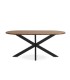 Mesa Ovalada Everest de Madera Maciza de Acacia con Pie Central Metálico Negro Makalu