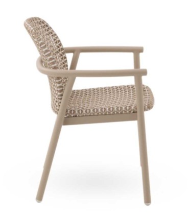 Sillón de Exterior de Aluminio y Fibra Sintética Trenzada con Apoyabrazos Aurelia
