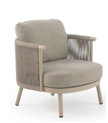 Sillón Lounge de Exterior con Cuerda Trenzada y Cojines Hidrófugos Denia
