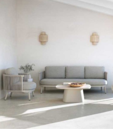 Mesa de Centro de Exterior con Tablero Cerámico Travertino Denia