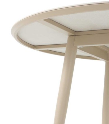 Mesa de Comedor Redonda de Exterior con Cerámica Travertino Denia
