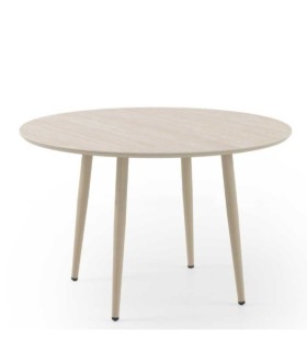 Mesa de Comedor Redonda de Exterior con Cerámica Travertino Denia