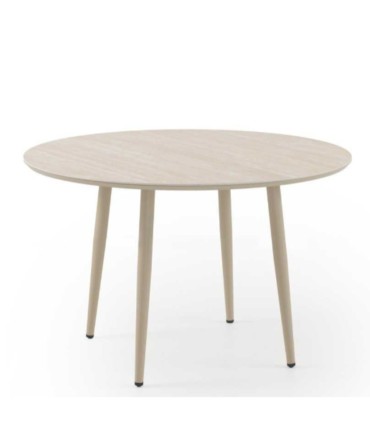 Mesa de Comedor Redonda de Exterior con Cerámica Travertino Denia