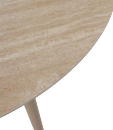 Mesa de Comedor Redonda de Exterior con Cerámica Travertino Denia