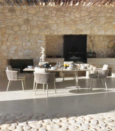 Mesa de Comedor Exterior Cerámica Travertino Denia