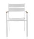 Silla de Exterior Apilable de Aluminio Blanco con Teka Natural y Cojín Acrílico Linda