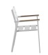 Silla de Exterior Apilable de Aluminio Blanco con Teka Natural y Cojín Acrílico Linda