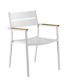 Silla de Exterior Apilable de Aluminio Blanco con Teka Natural y Cojín Acrílico Linda