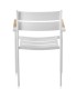 Silla de Exterior Apilable de Aluminio Blanco con Teka Natural y Cojín Acrílico Linda