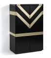 Mueble Bar de Cristal Negro con Espejo Dorado Kioto