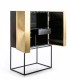 Mueble Bar de Madera Caoba Oscuro con Puertas Doradas Lucien