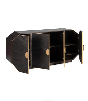 Aparador Negro de Madera con Detalles Dorados Nero