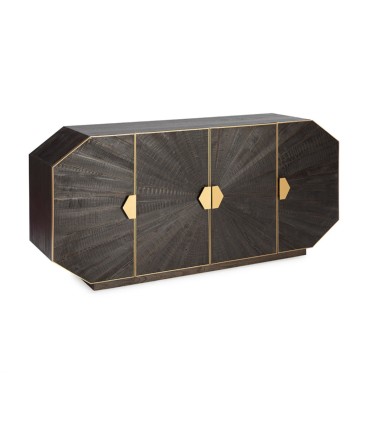 Aparador Negro de Madera con Detalles Dorados Nero