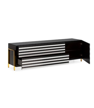 Mueble TV Monza de Cristal Blanco y Negro Alexia