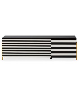 Mueble TV Monza de Cristal Blanco y Negro Alexia