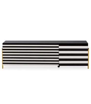 Mueble TV Monza de Cristal Blanco y Negro Alexia