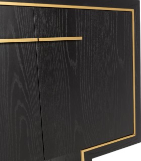 Aparador Negro de 4 Puertas con Detalles Dorados Luxe