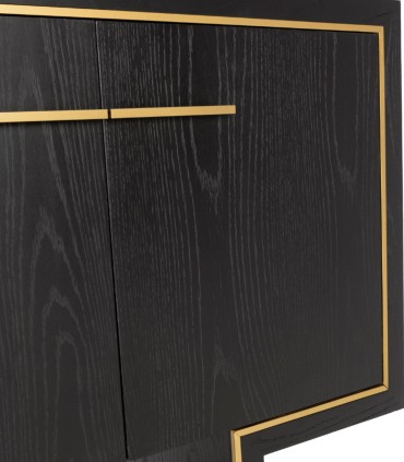 Aparador Negro de 4 Puertas con Detalles Dorados Luxe