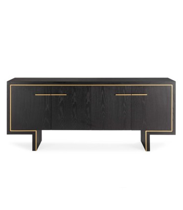 Aparador Negro de 4 Puertas con Detalles Dorados Luxe