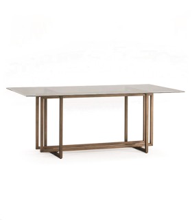 Mesa de Comedor de Cristal y Metal Jonai