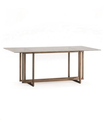 Mesa de Comedor de Cristal y Metal Jonai
