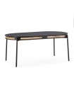 Mesa de Comedor Ovalada de Madera Negra con Ratán Natural Manuel