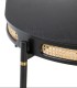 Mesa de Comedor Ovalada de Madera Negra con Ratán Natural Manuel