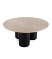 Mesa de Comedor Redonda con Tapa de Mármol Travertino Mariela