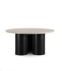 Mesa de Comedor Redonda con Tapa de Mármol Travertino Mariela