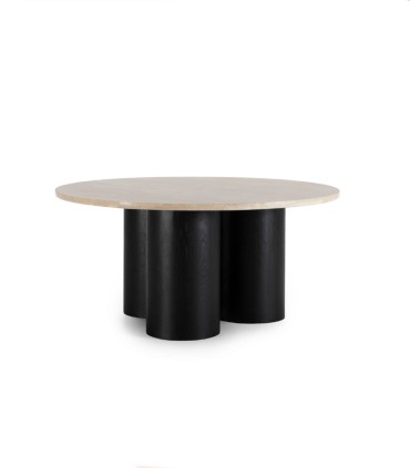 Mesa de Comedor Redonda con Tapa de Mármol Travertino Mariela