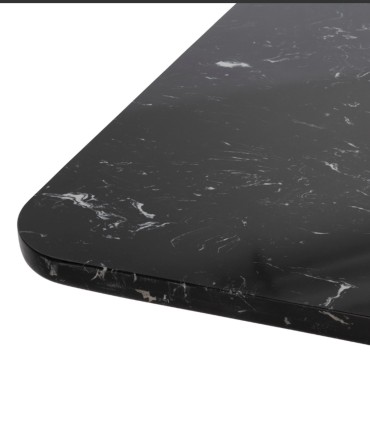 Mesa de Comedor de Mármol Negro y Madera de Olmo Lysandro