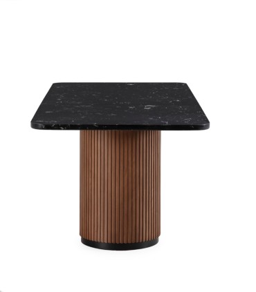 Mesa de Comedor de Mármol Negro y Madera de Olmo Lysandro