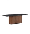 Mesa de Comedor de Mármol Negro y Madera de Olmo Lysandro