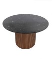 Mesa de Comedor Redonda de Mármol Negro y Madera de Olmo Lysandro