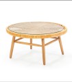 Mesa de Centro de Madera de Cedro, Mimbre y Cristal Templado Aravik
