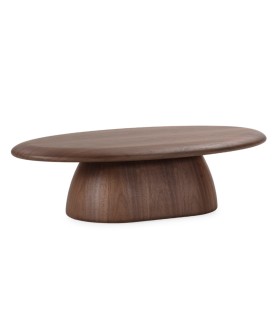 Mesa de Centro Chapa Nogal Ovalada de Diseño Moderno Orvessa