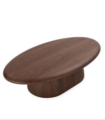 Mesa de Centro Chapa Nogal Ovalada de Diseño Moderno Orvessa