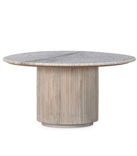 Mesa de Comedor Redonda de Madera y Mármol Lexus