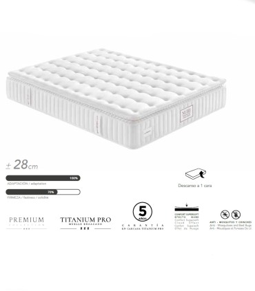 Colchón Premium con Topper, Visco Gel y Muelles Ensacados Titanium Pro Nube