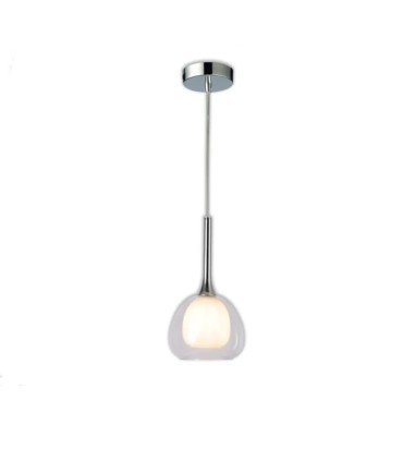 Lámpara Colgante 1 Luz E14 Cromada con Cristal Opal Luxury, color transparente