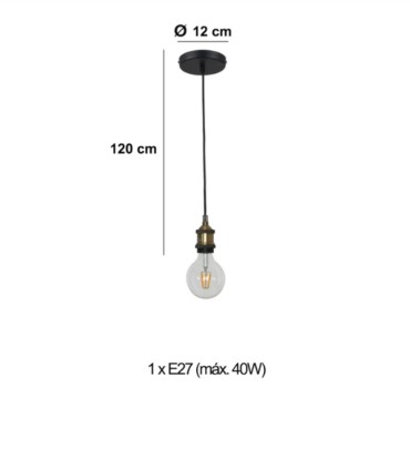 Lámpara Colgante Negra 12 cm E27 Eudoxia