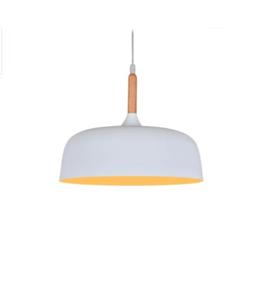 Lámpara Colgante Blanca o Negra y Madera Poison